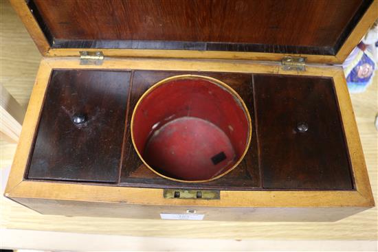 A Regency burr yew tea caddy